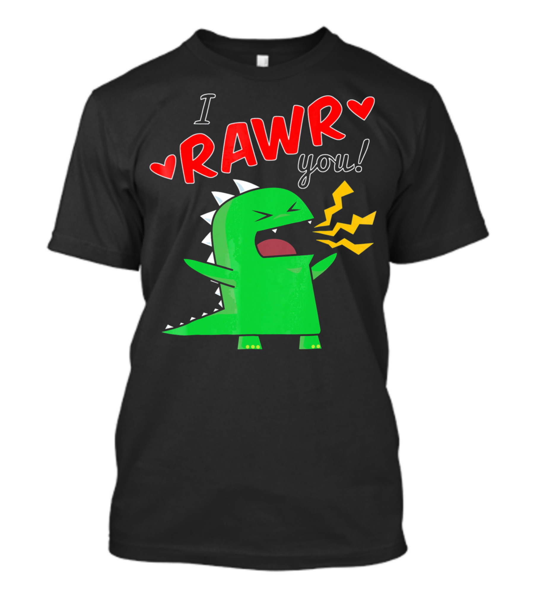 I RAWR You Cute Dinosaur Hearts And Lightning Cartoon T-Shirt