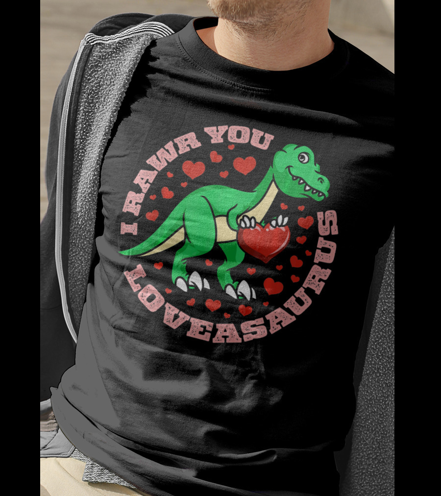 I Rawr You Loveasaurus Valentine Day Dinosaur Heart Circle T-Shirt