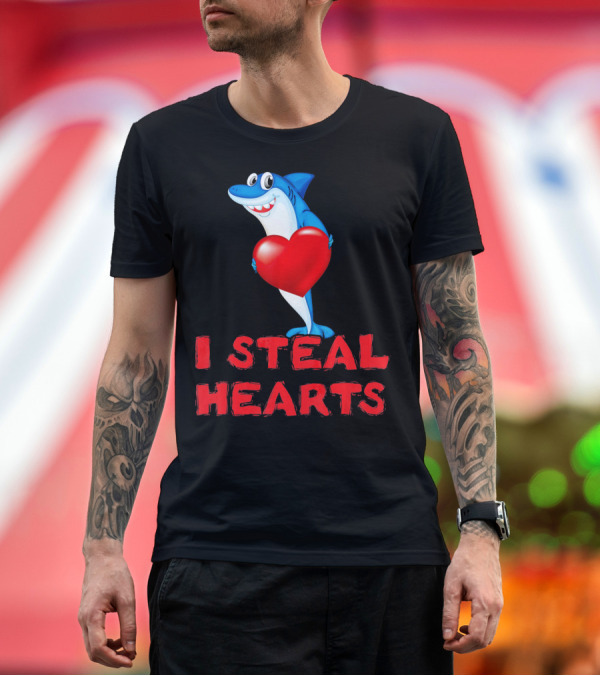 Premium T-Shirt: I Steal Hearts Shark Funny Valentines Day T-Shirt I Steal Hearts Shark Funny Valentines Day T-Shirt
