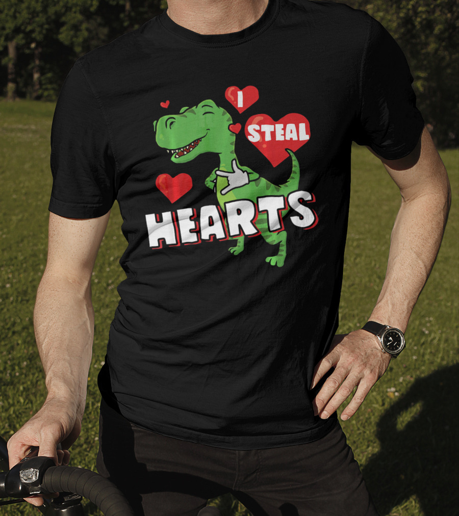 I Steal Hearts Dinosaur Valentine's Day T-Shirt