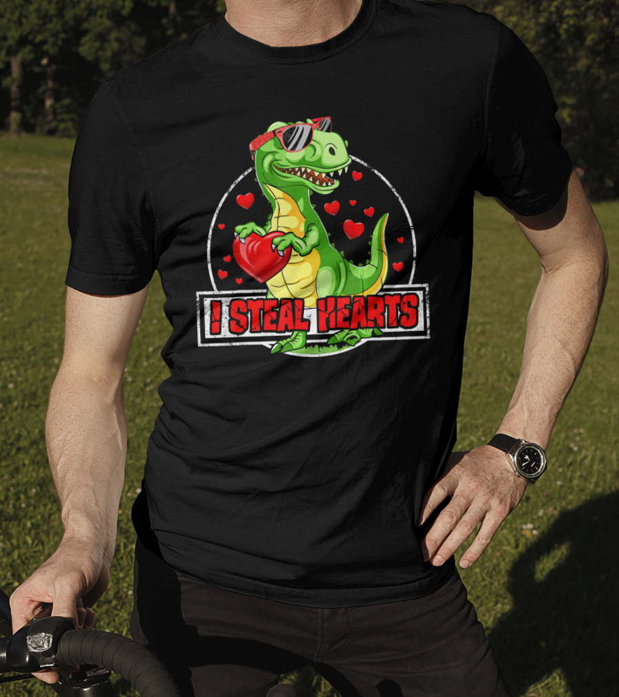 I Steal Hearts Dinosaur Rex Lovers Valentine's Day T-Shirt