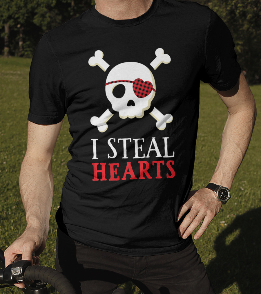 I Steal Hearts Skull Crossbones Eye Patch T-Shirt