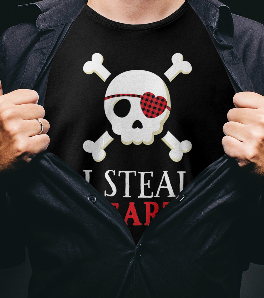 I Steal Hearts Skull Crossbones Eye Patch T-Shirt