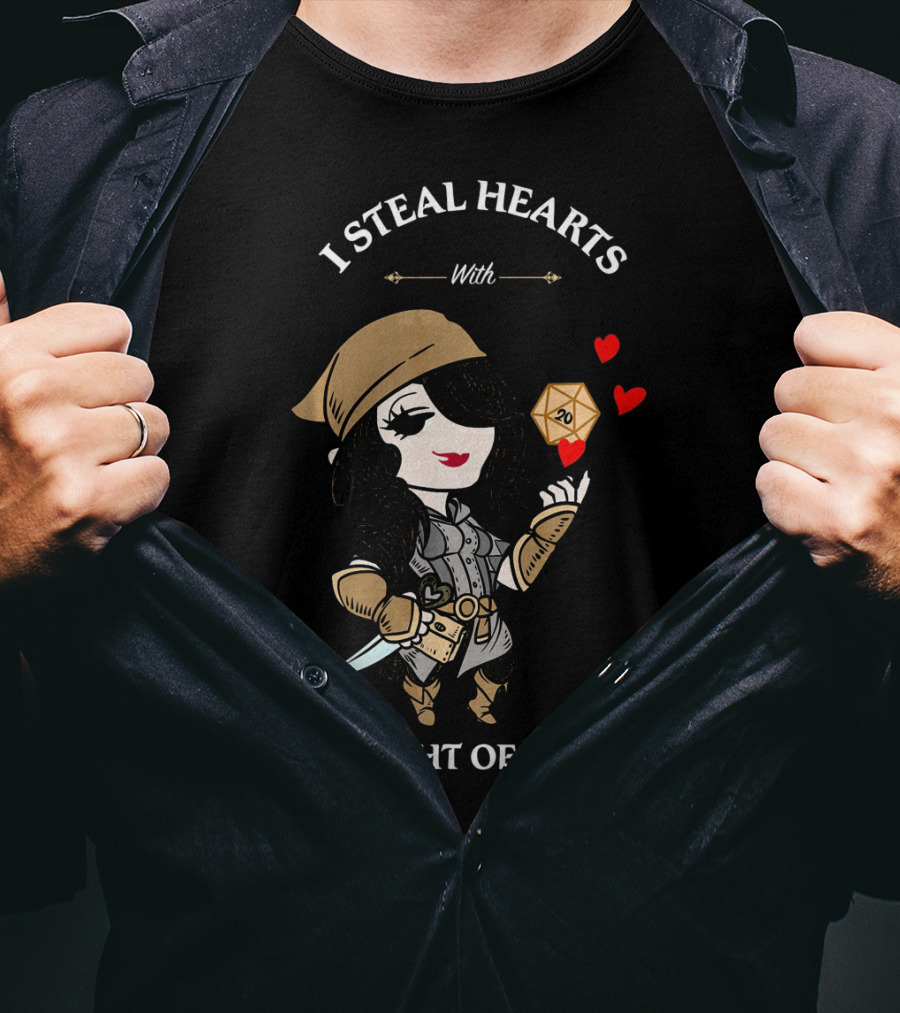 I Steal Hearts With Sleight Of Hand D20 Rogue Hearts T-Shirt