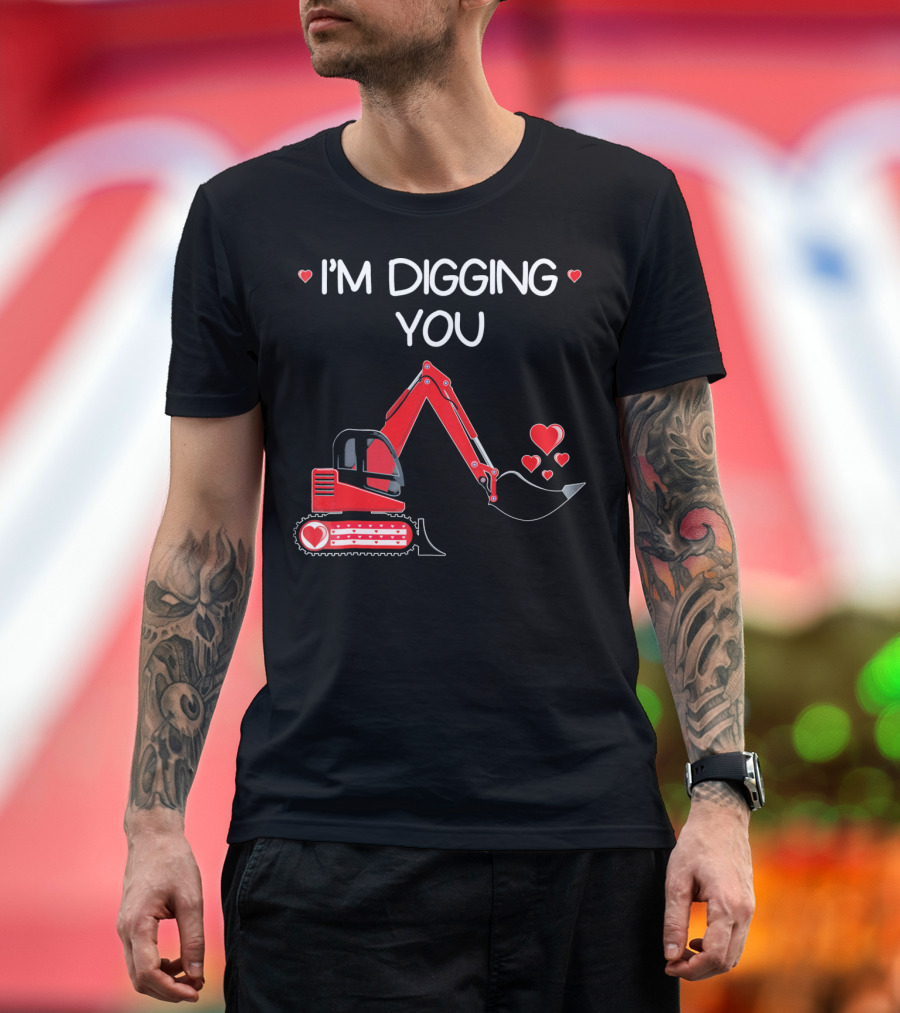 I'm Digging You Valentine Kids Tractor with Hearts T-Shirt