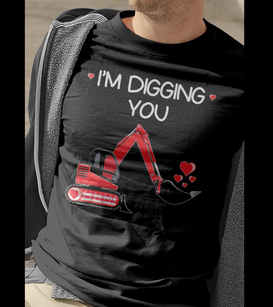 I'm Digging You Valentine Kids Tractor With Hearts T-Shirt