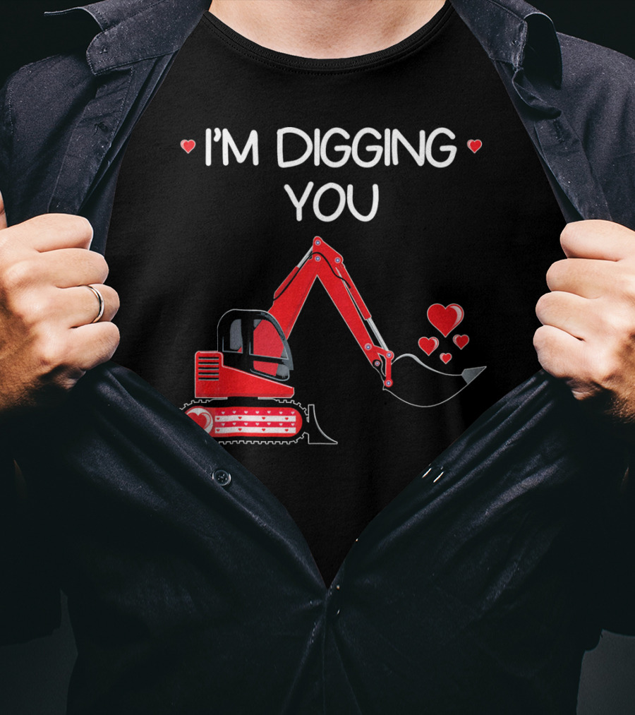 I'm Digging You Valentine Kids Tractor With Hearts T-Shirt