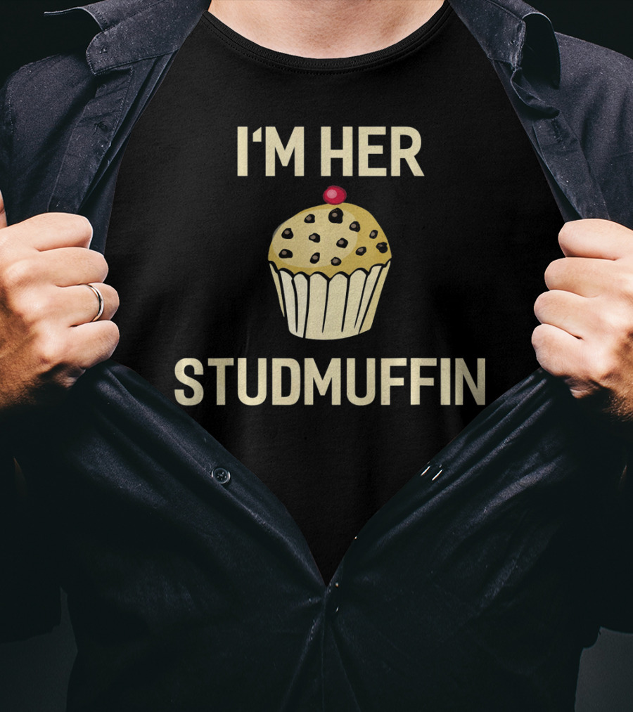 I'm Her Studmuffin Cute Valentines Day Cupcake With Cherry Tops T-Shirt