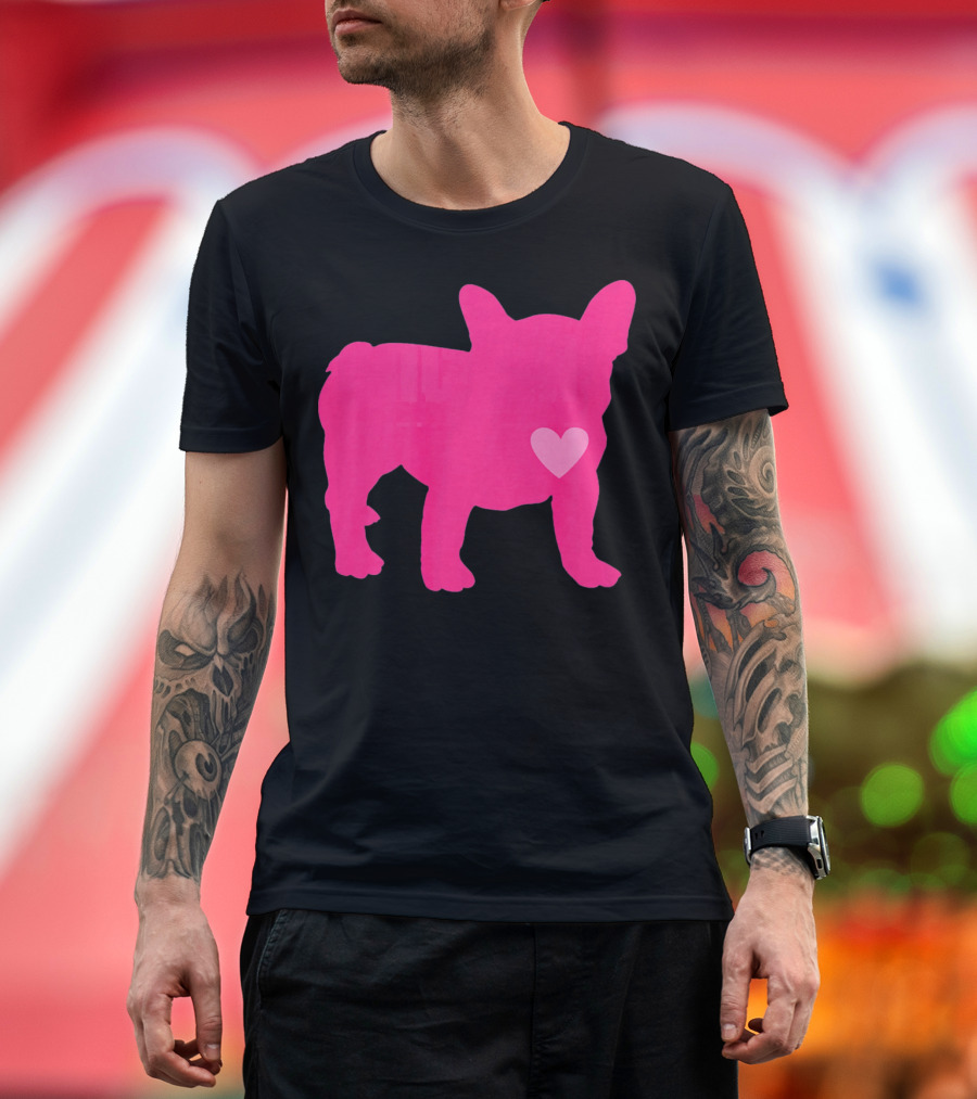 Ition Frenchie Pink Heart Valentine T-Shirt