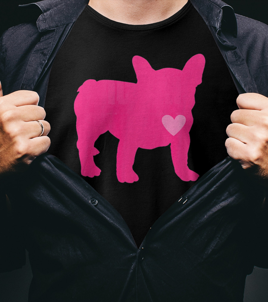 Ition Frenchie Pink Heart Valentine T-Shirt