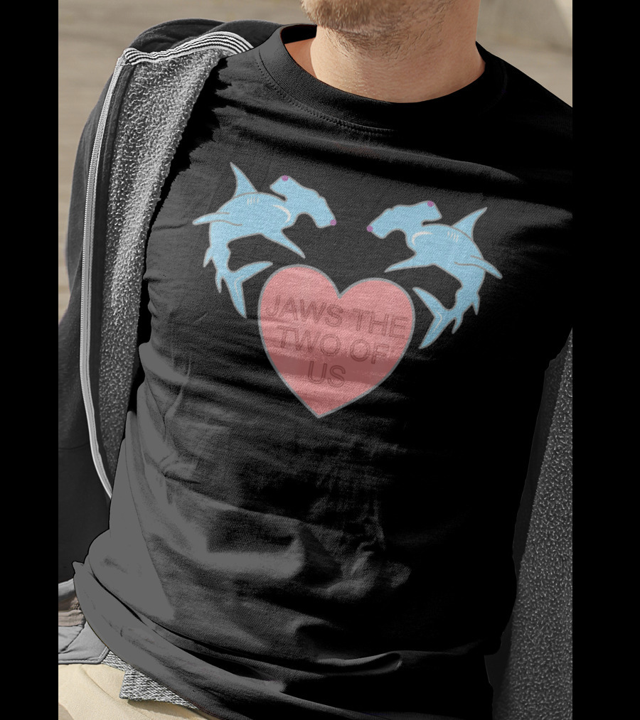 Jaws The Two Of Us Valentines Heart With Hammerhead Sharks T-Shirt
