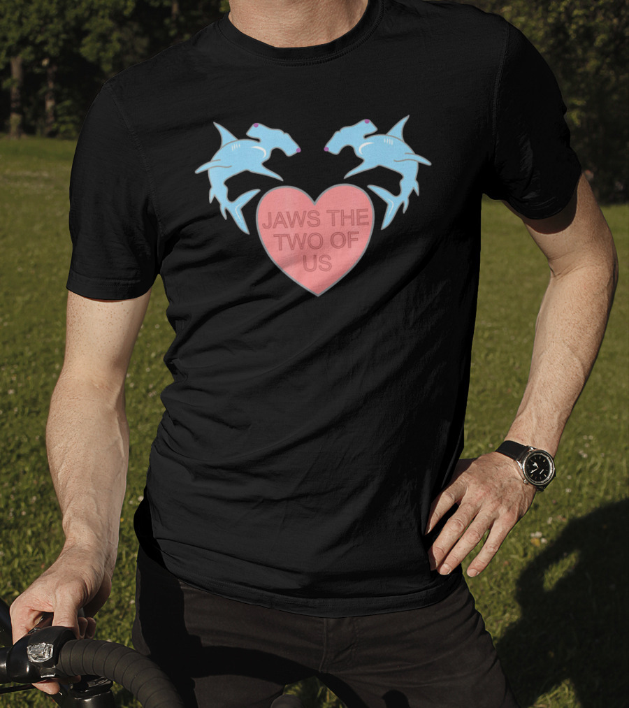 Jaws The Two Of Us Valentines Heart With Hammerhead Sharks T-Shirt