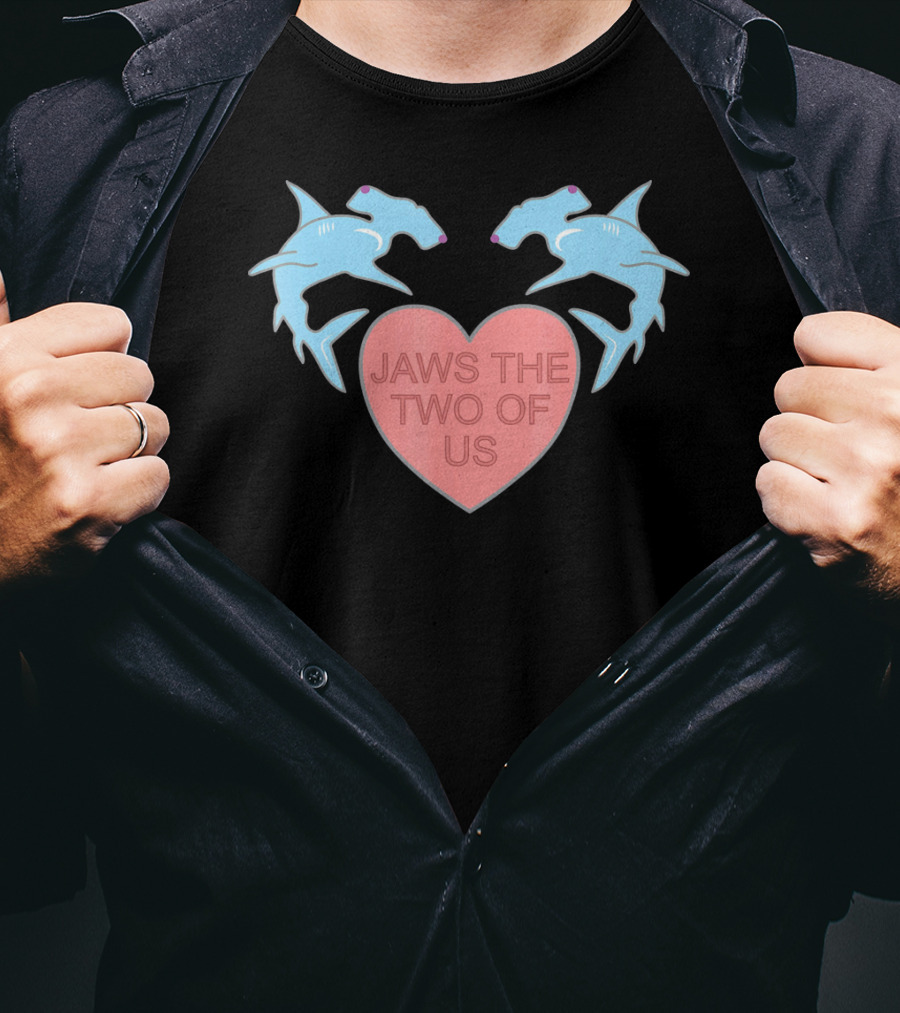 Jaws The Two Of Us Valentines Heart With Hammerhead Sharks T-Shirt