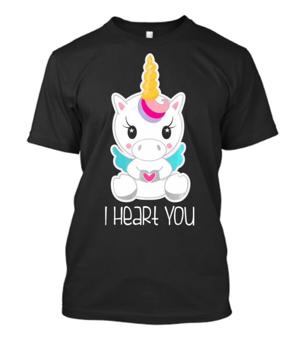 Kids Cute I Heart You Unicorn Hugging Adorable Kawaii T-Shirt