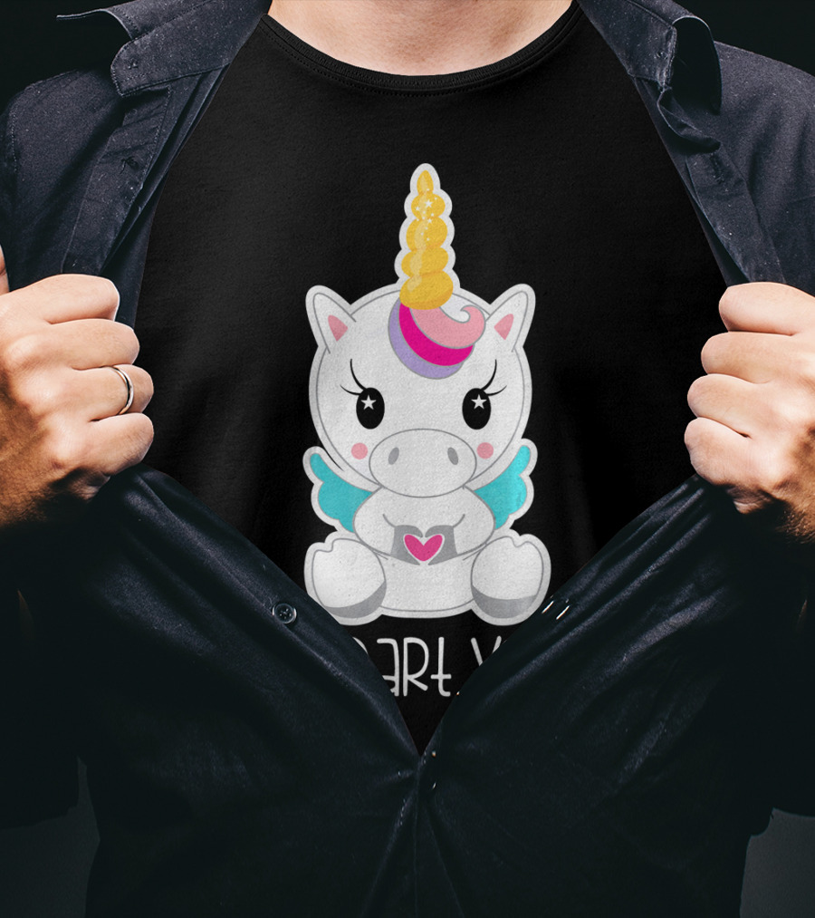 Kids Cute I Heart You Unicorn Hugging Adorable Kawaii T-Shirt