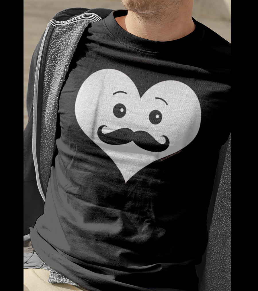 Kids Cute Smiley Heart Mustache Valentine T-Shirt