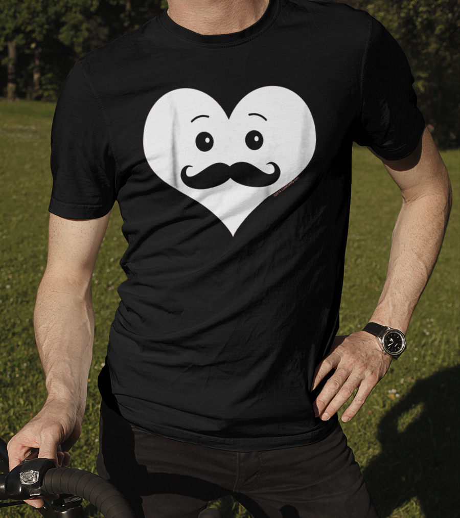 Kids Cute Smiley Heart Mustache Valentine T-Shirt