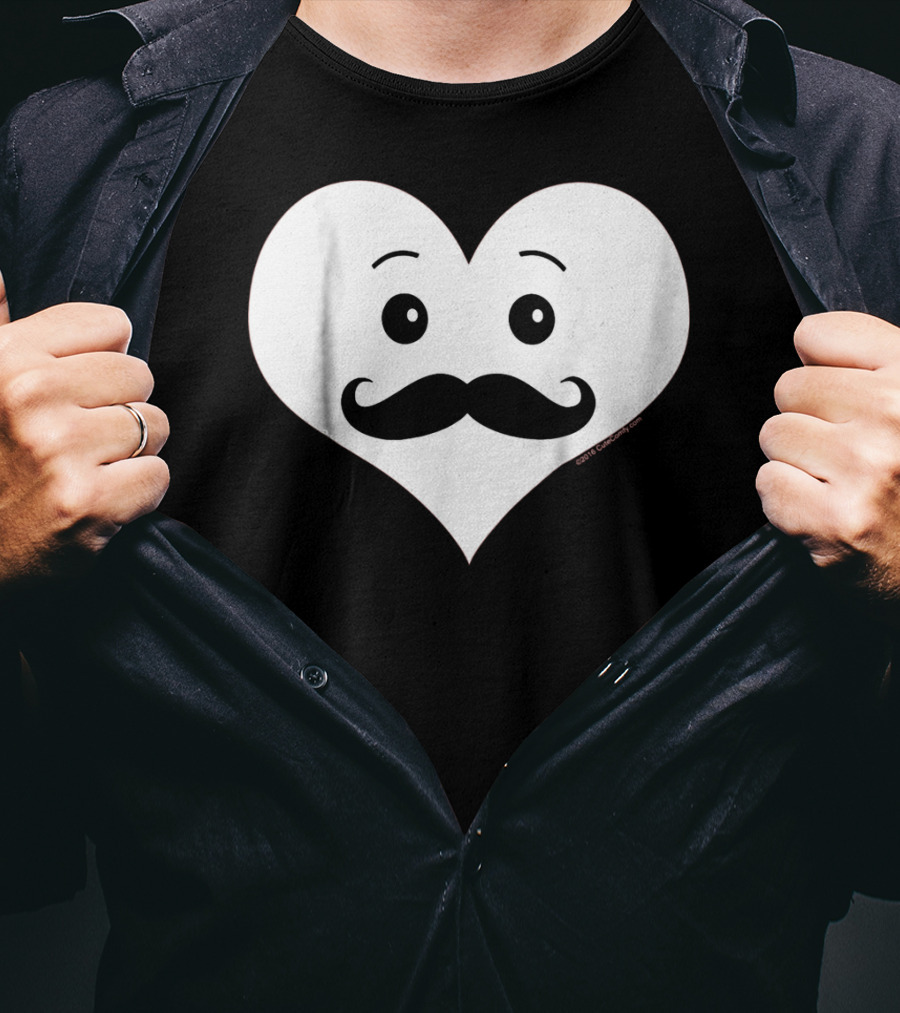 Kids Cute Smiley Heart Mustache Valentine T-Shirt