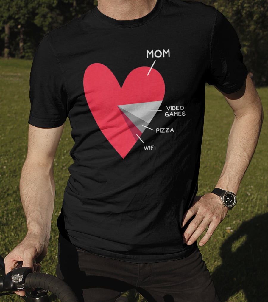 Mom Heart Video Games Pizza Wifi Pie Chart T-Shirt
