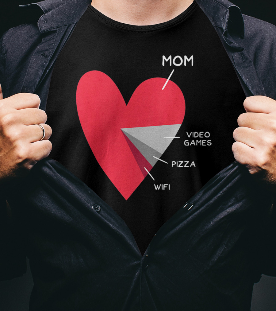 Mom Heart Video Games Pizza Wifi Pie Chart T-Shirt
