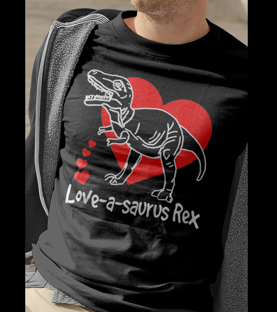 Love-a-saurus Rex Dinosaur With Red Hearts T-Shirt