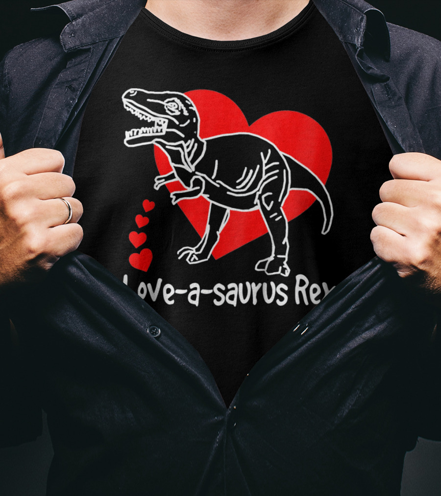 Love-a-saurus Rex Dinosaur With Red Hearts T-Shirt