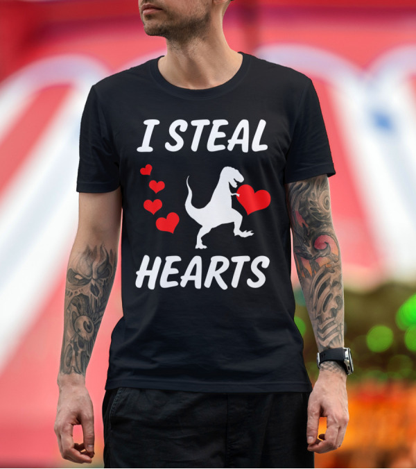 Premium T-Shirt: I Steal Hearts Funny Boys Dinosaur Valentine Kids T-Shirt I Steal Hearts Funny Boys Dinosaur Valentine Kids T-Shirt