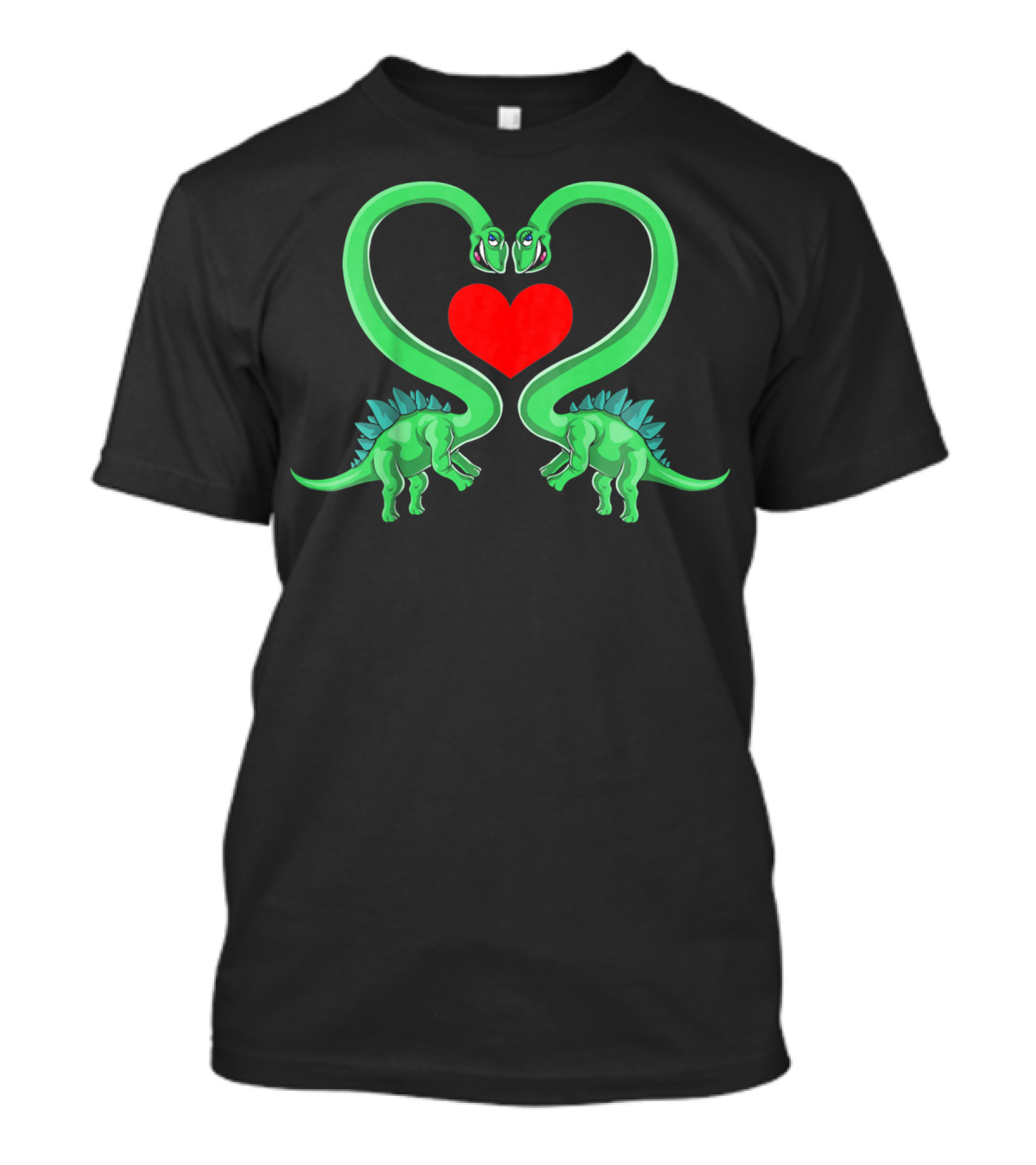 Kids Valentines Day Dinosaur Heart With Green Brachiosaurus T-Shirt