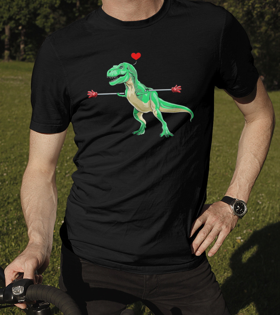 Kids Valentines Day Dinosaur Heart Arms Love T-Shirt