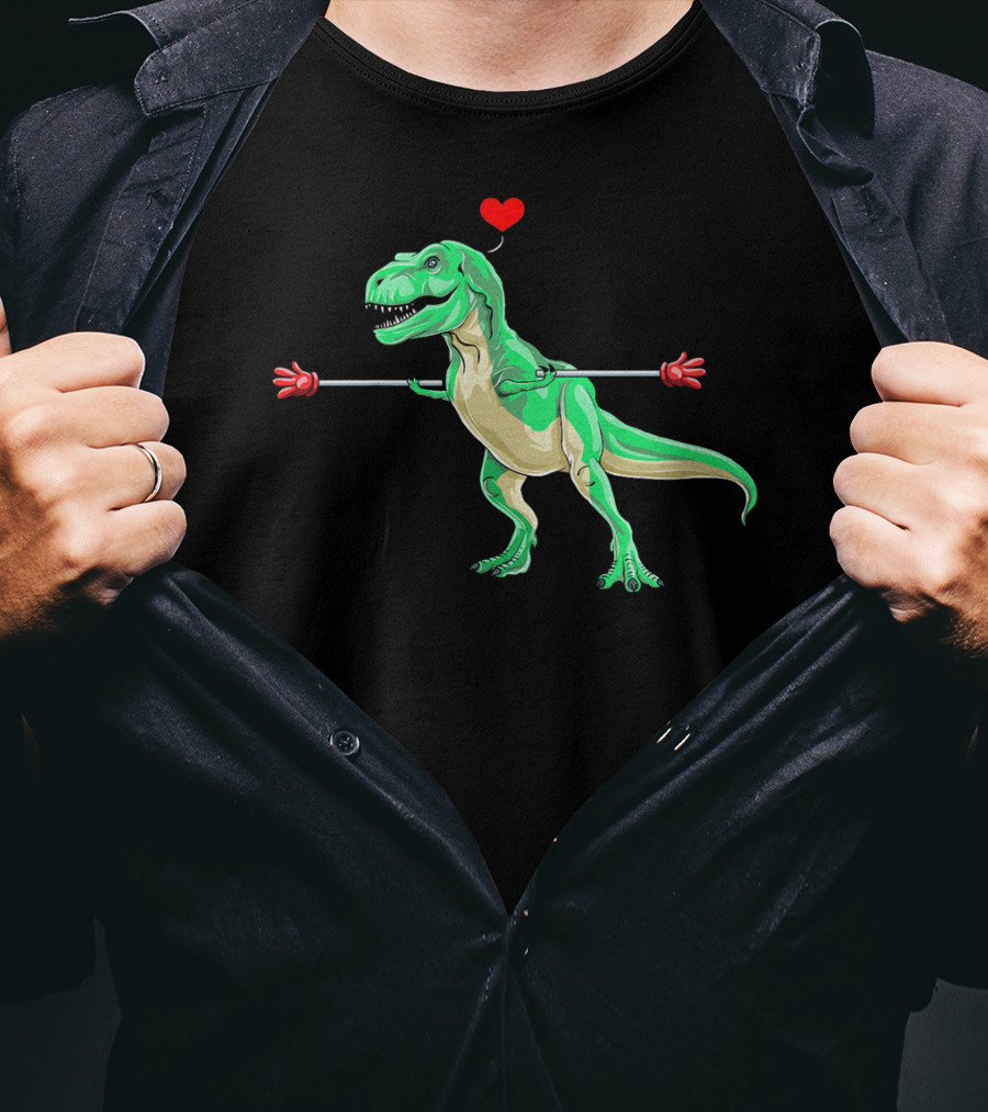 Kids Valentines Day Dinosaur Heart Arms Love T-Shirt