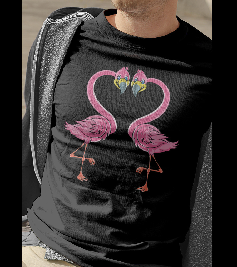 Kids Valentines Day Flamingo Heart T-Shirt