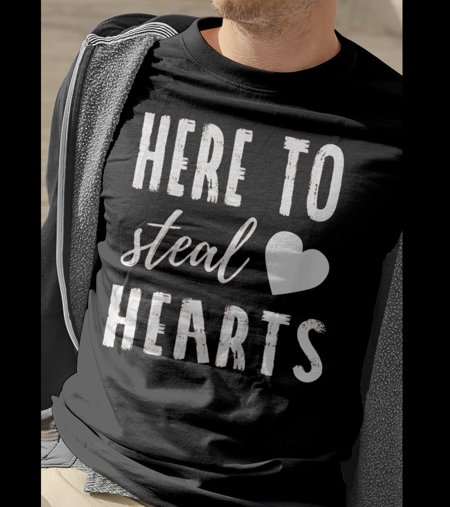 Here To Steal Hearts Kids Valentines Day T-Shirt