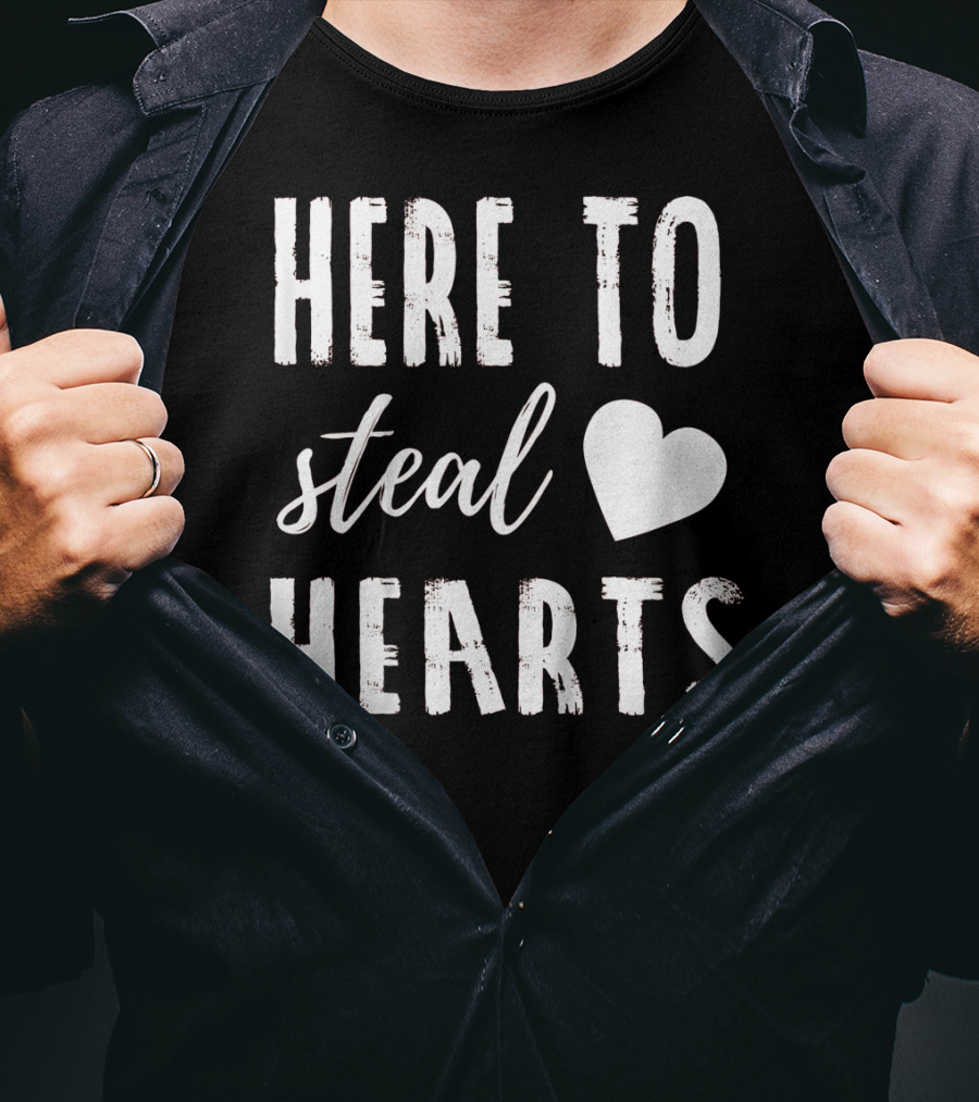 Here To Steal Hearts Kids Valentines Day T-Shirt