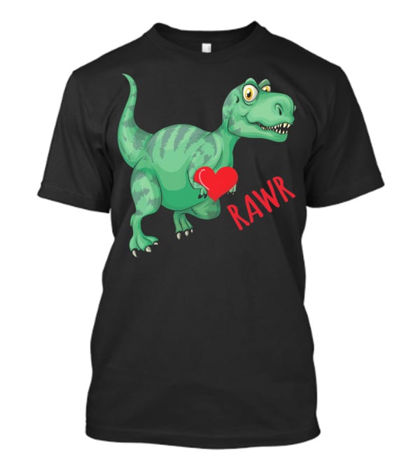 Kids Valentines Day Toddler Dinosaur Holding Heart Rawr T-Shirt