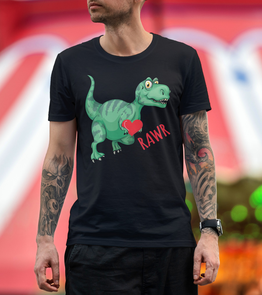 Kids Valentines Day Toddler Dinosaur Holding Heart Rawr T-Shirt