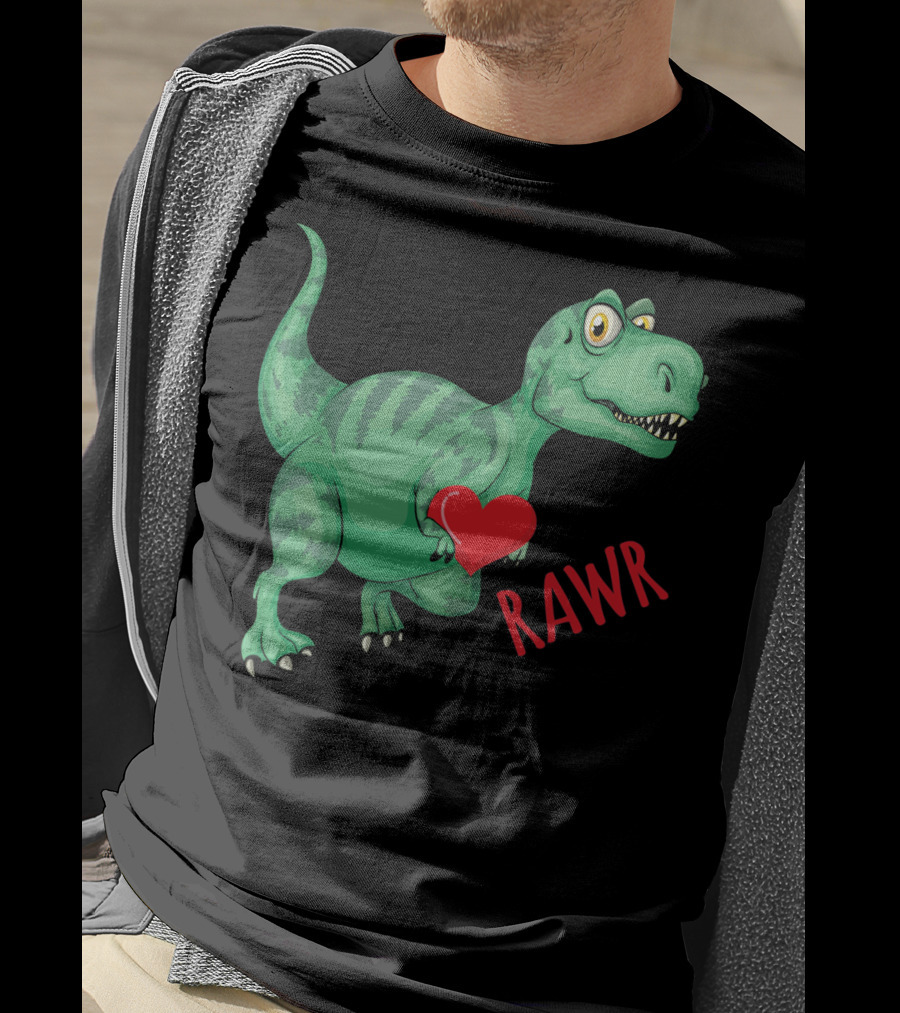 Kids Valentines Day Toddler Dinosaur Holding Heart Rawr T-Shirt