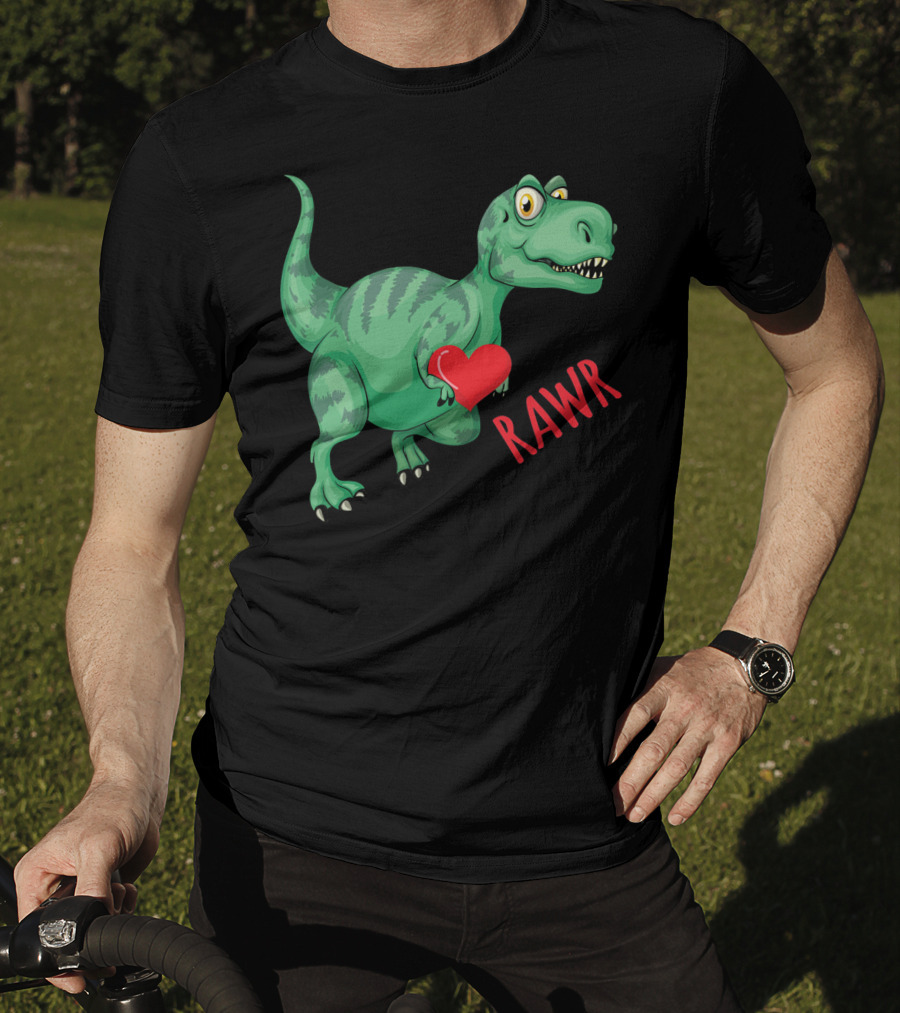 Kids Valentines Day Toddler Dinosaur Holding Heart Rawr T-Shirt