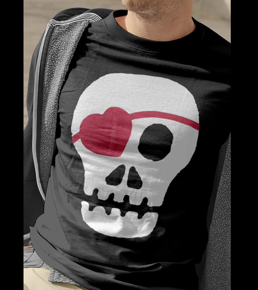 Kids Valentines Day Skull With Heart Eyepatch T-Shirt