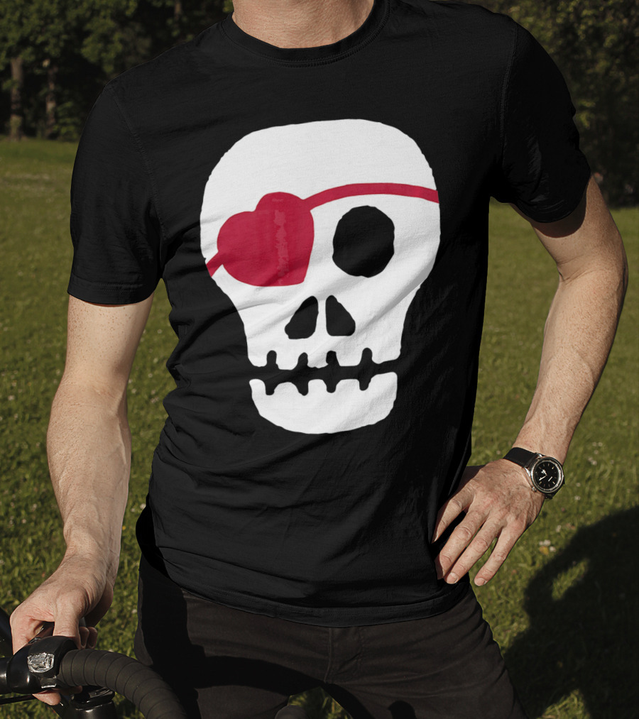 Kids Valentines Day Skull With Heart Eyepatch T-Shirt
