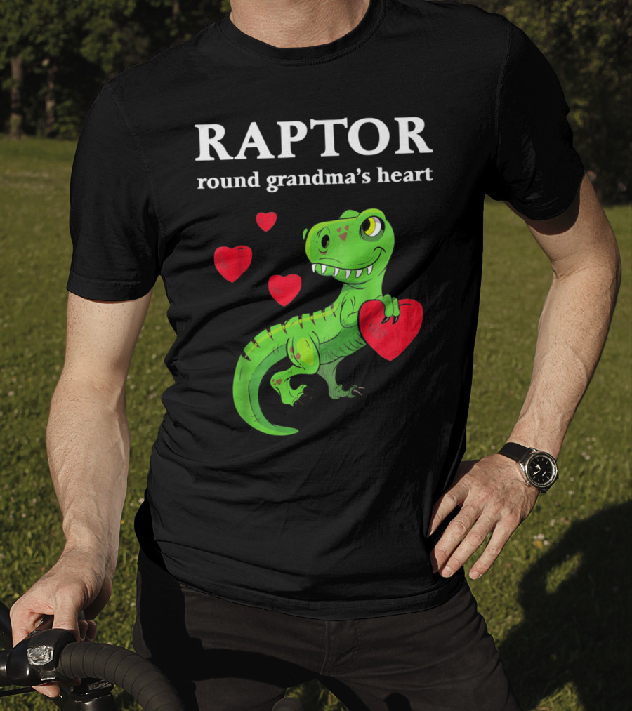 Raptor Round Grandma's Heart Valentines Rex Dinosaur T-Shirt