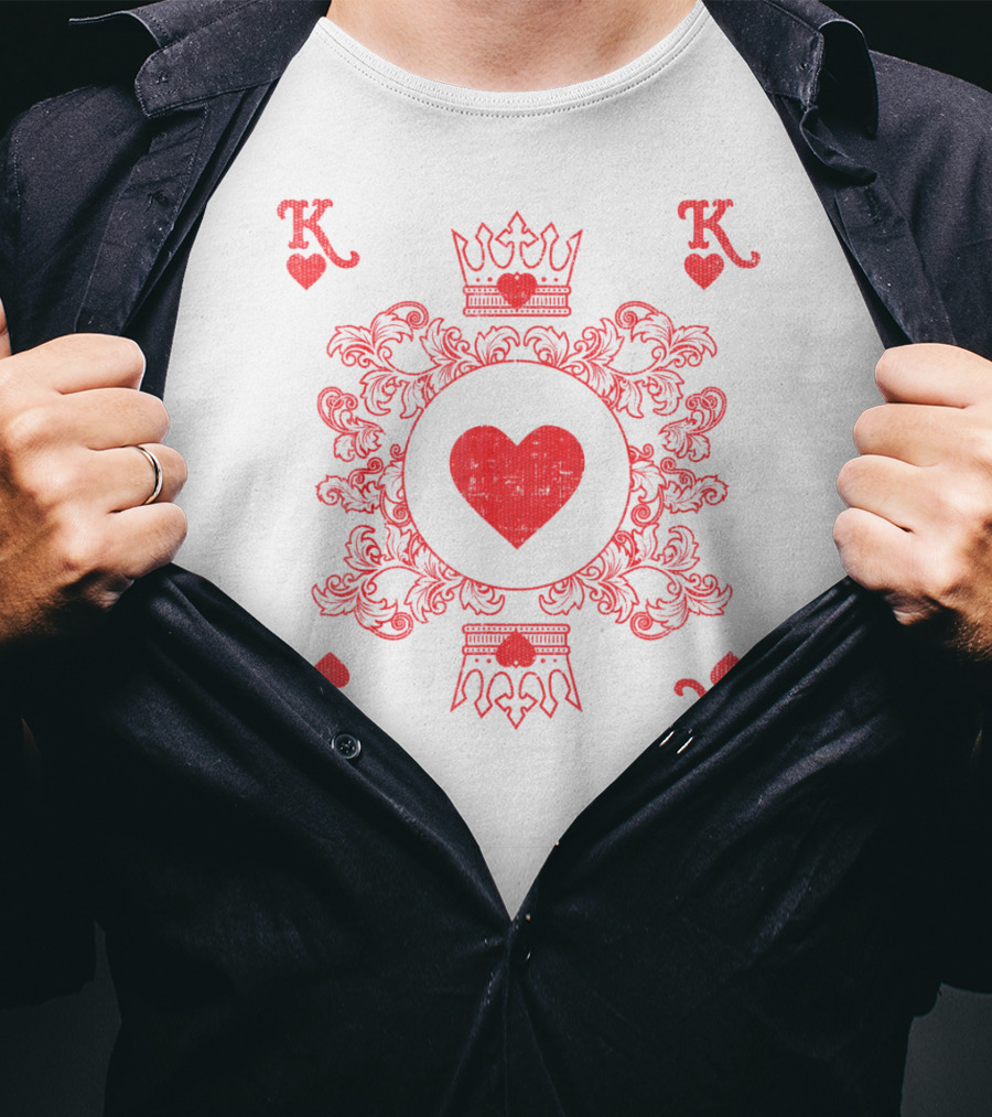 King Of Hearts Vintage Valentine Playing Card T-Shirt