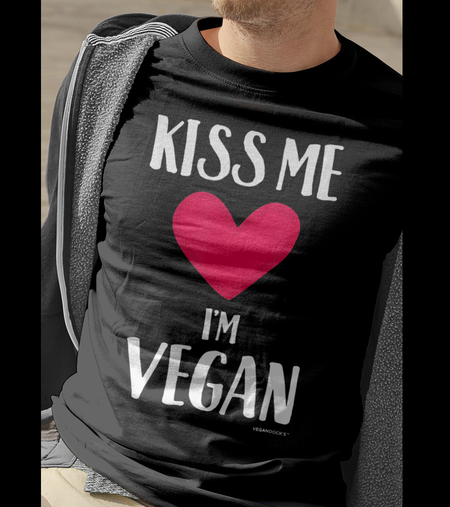 Kiss Me I'm Vegan Heart Valentine's Day Vegandocks T-Shirt