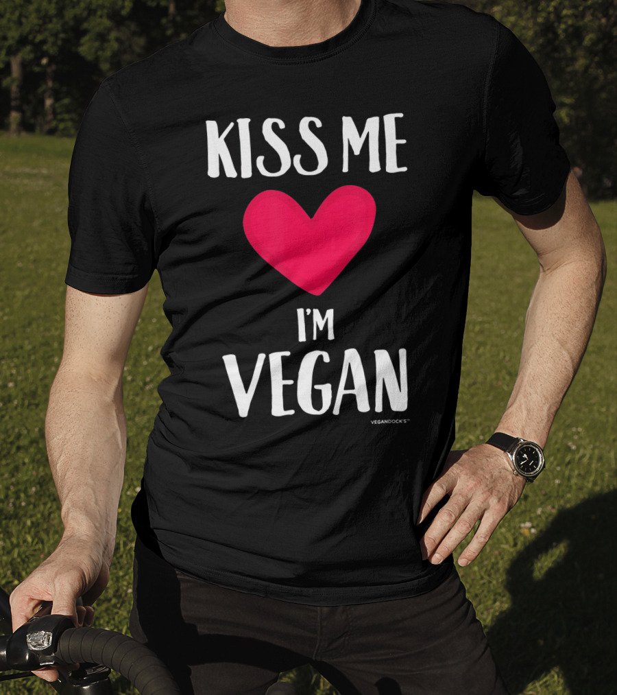 Kiss Me I'm Vegan Heart Valentine's Day Vegandocks T-Shirt