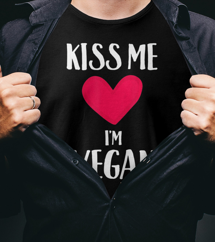 Kiss Me I'm Vegan Heart Valentine's Day Vegandocks T-Shirt