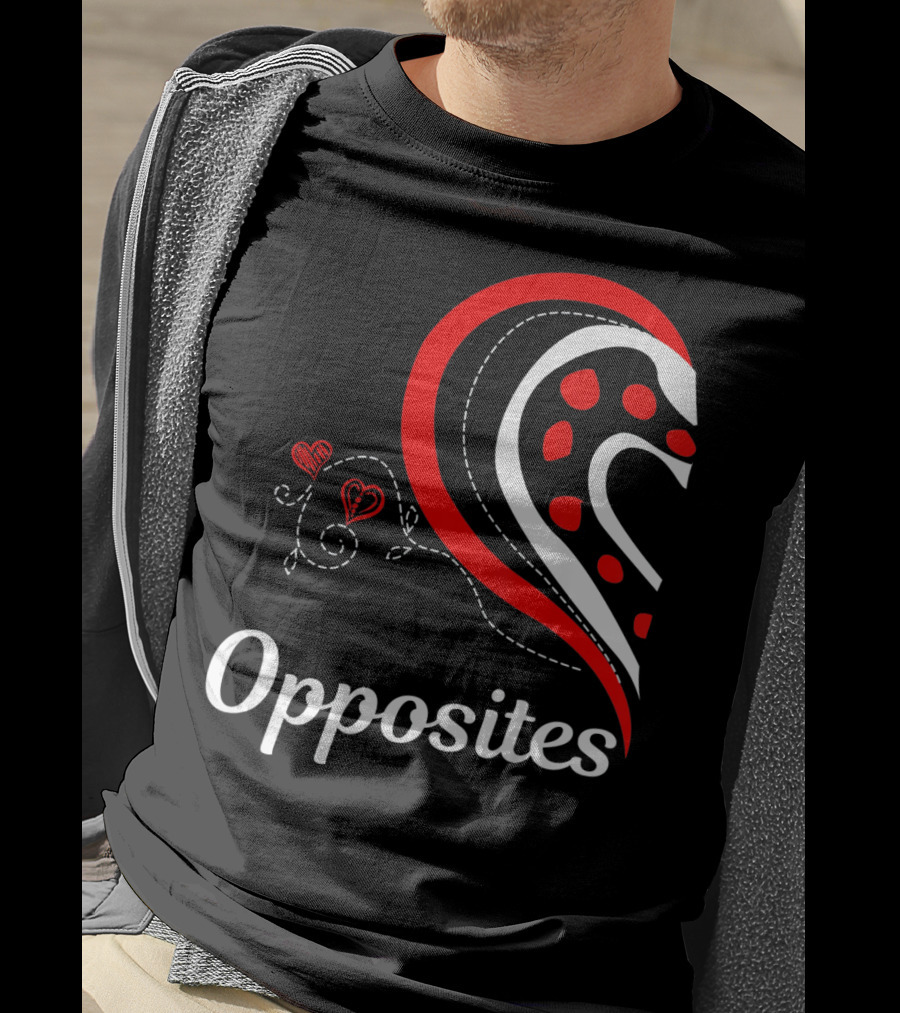Opposites Attract Matching Couples Heart T-Shirt