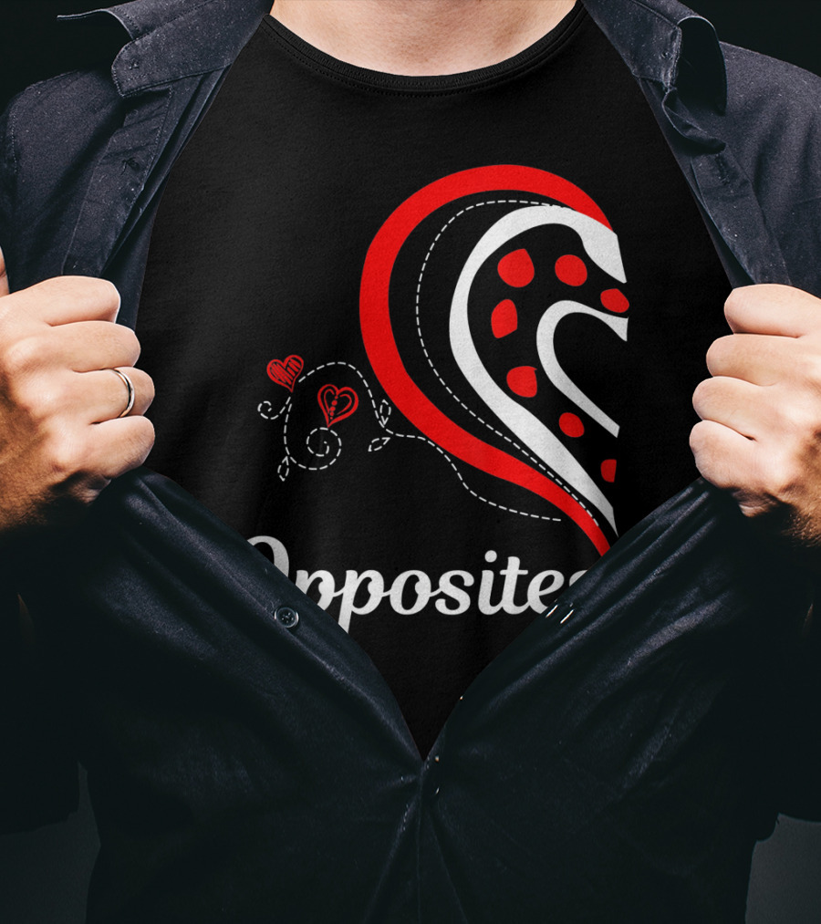 Opposites Attract Matching Couples Heart T-Shirt