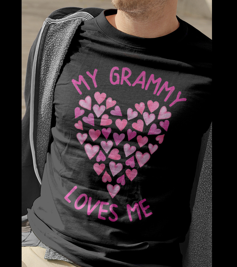 My Grammy Loves Me Pink Valentine Hearts T-Shirt