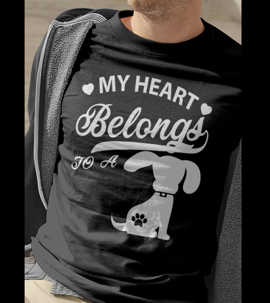 My Heart Belongs To A Dog With Paw Print And Hearts T-Shirt