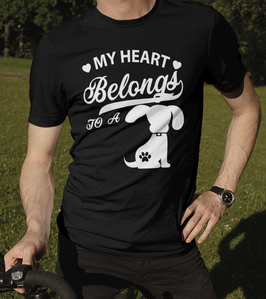 My Heart Belongs To A Dog With Paw Print And Hearts T-Shirt