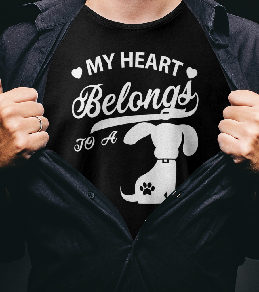 My Heart Belongs To A Dog With Paw Print And Hearts T-Shirt